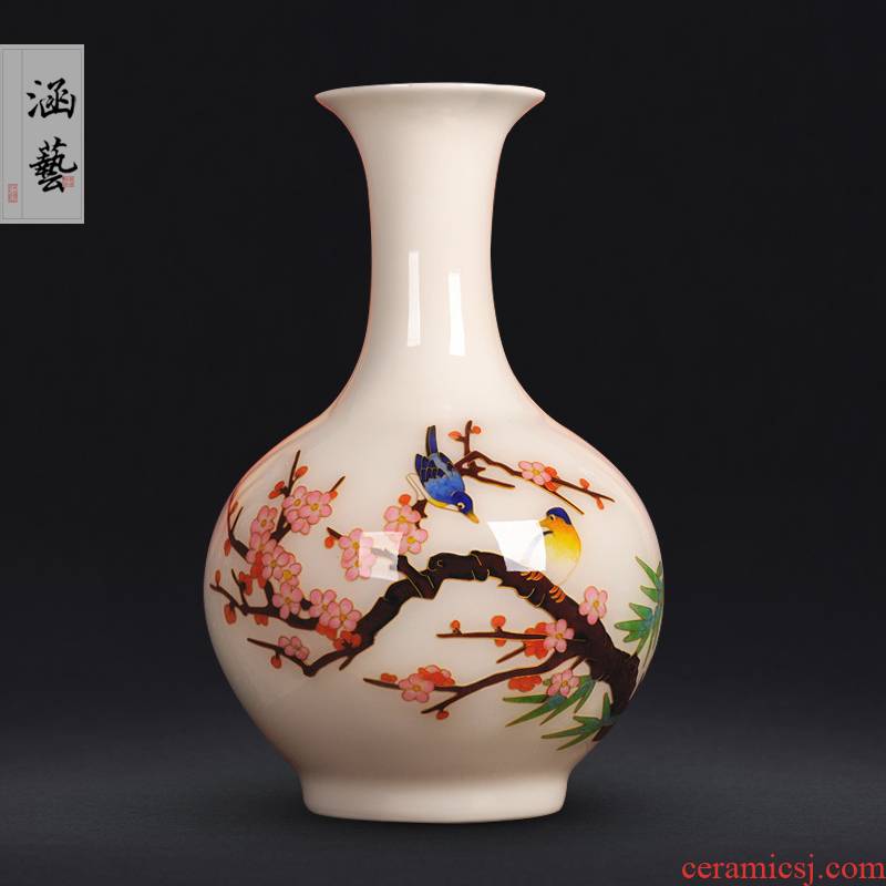 Jingdezhen ceramics gold straw beaming vases, new Chinese style flower arrangement sitting room adornment handicraft furnishing articles