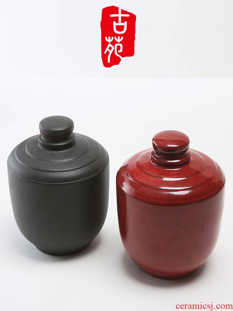 Ancient garden 5 jins of old earthenware ceramic wine jar with cover the empty wine bottles of household hoard it sealing liquor jugs