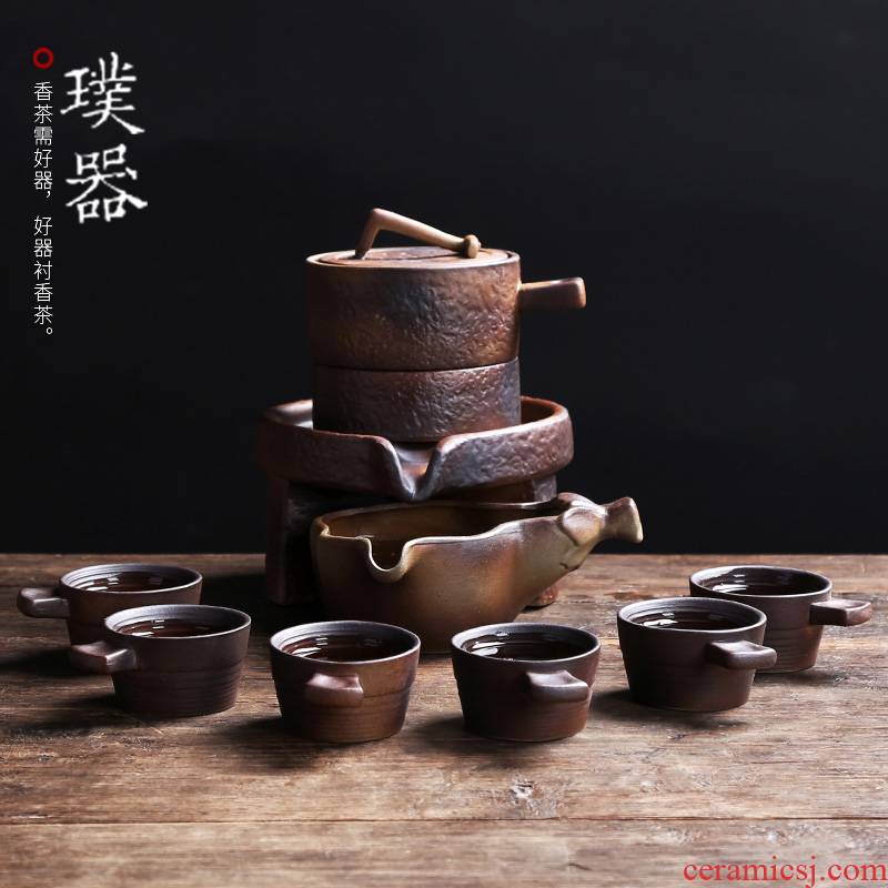 Brand to implement simple Chinese style tea half automatic ceramic fortunes household atone tea set kung fu much money