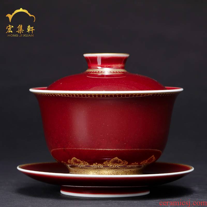 Ruby red glaze jingdezhen ceramic tea set tea tureen large. Three of the bowl tureen cup tea bowl