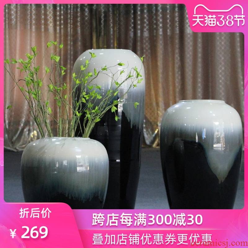 I and contracted, black - and - white industry of large wind jingdezhen ceramics vase furnishing articles hotel club villa decoration