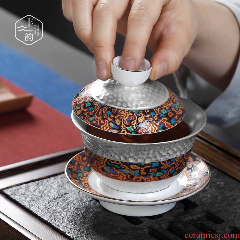 Tasted silver gilding only three tureen archaize hammer colored enamel porcelain teacup kung fu tea tea tea bowl is a single