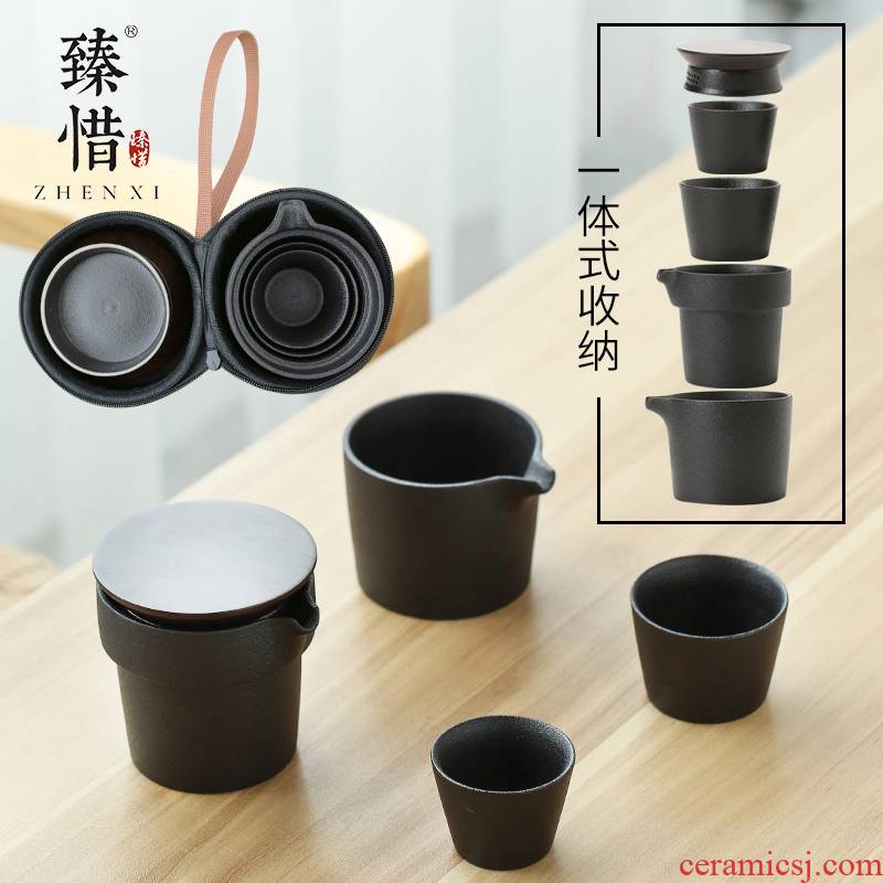 Become precious little ceramic cup to crack a pot of two cups of portable package travel household contracted dry tea tray was kung fu tea set