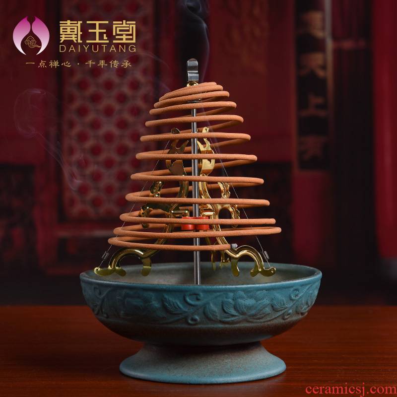 Yutang dai ceramic antique Chinese wind restoring ancient ways offering incense dish plate xiang xiang furnace for the Buddha temple Buddha with supplies
