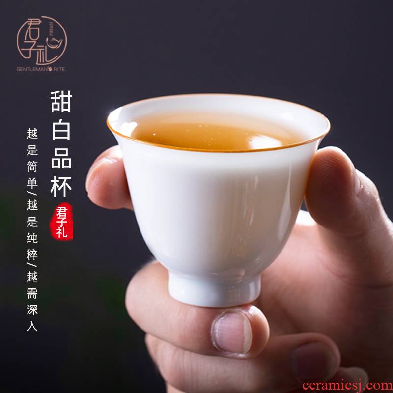 Jingdezhen kung fu tea master cup thin foetus white porcelain bowl with single cup small sample tea cup ceramic tea set, tea cups