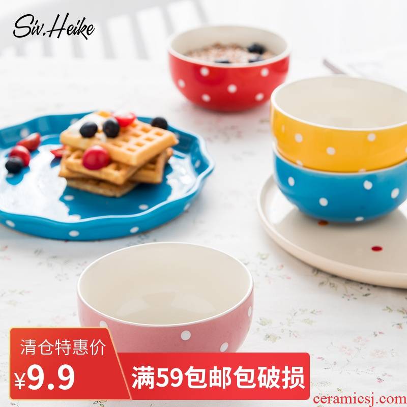 Wave point Chinese Japanese European ins contracted small household ceramic bowl dessert mercifully rainbow such as bowl bowl bowl dishes