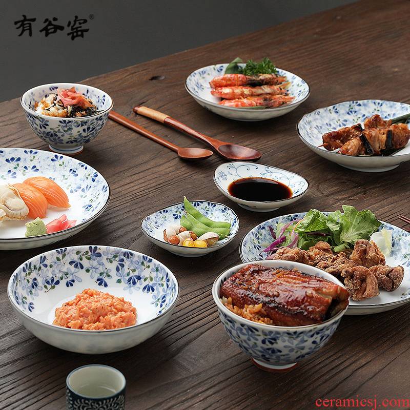 Have imported from Japan small valley up bluetooth series ceramic tableware household rice bowls rainbow such as bowl dishes and wind small and pure and fresh