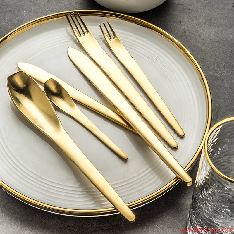 Porcelain soul stainless steel western - style steak knife and fork suit household creative west tableware knife fork coffee spoon to stir