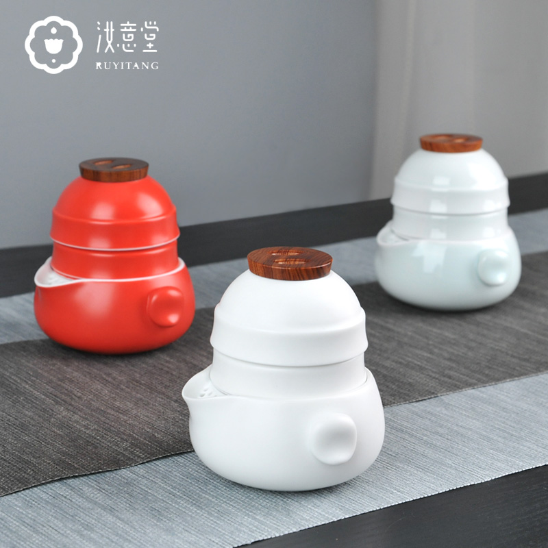 Ceramic kung fu tea set a crack cup pot two cup of simple single bag portable is suing tea cup