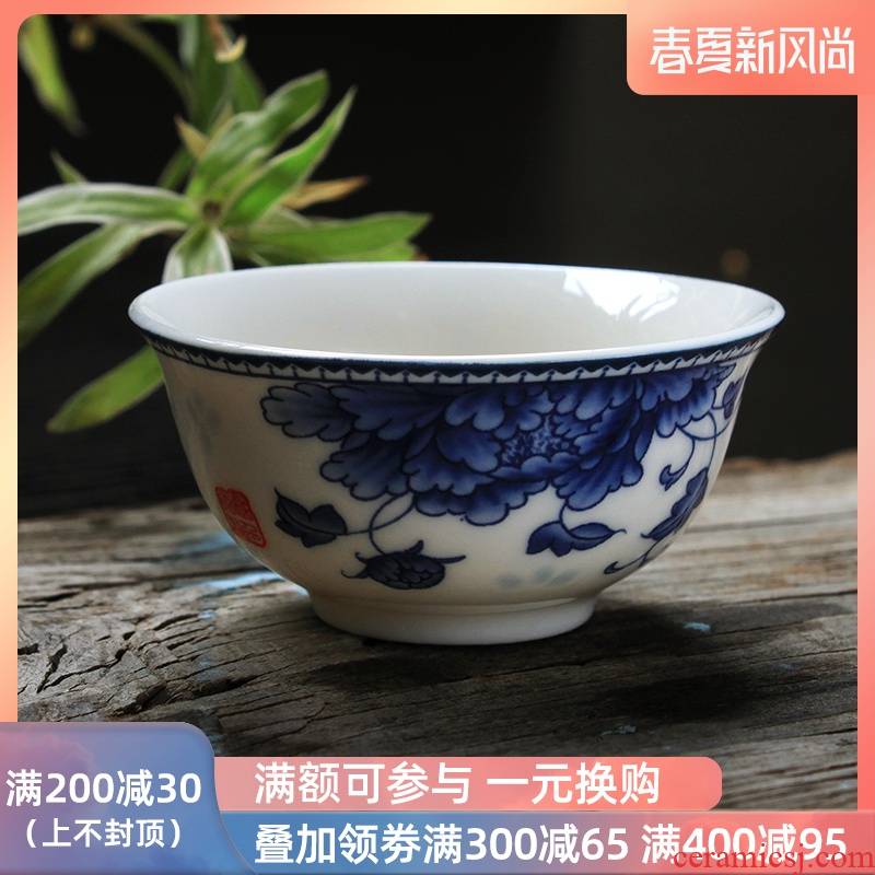 High white, blue and white porcelain cup sample tea cup ceramic kung fu tea set personal cup master cup a koubei noggin trumpet