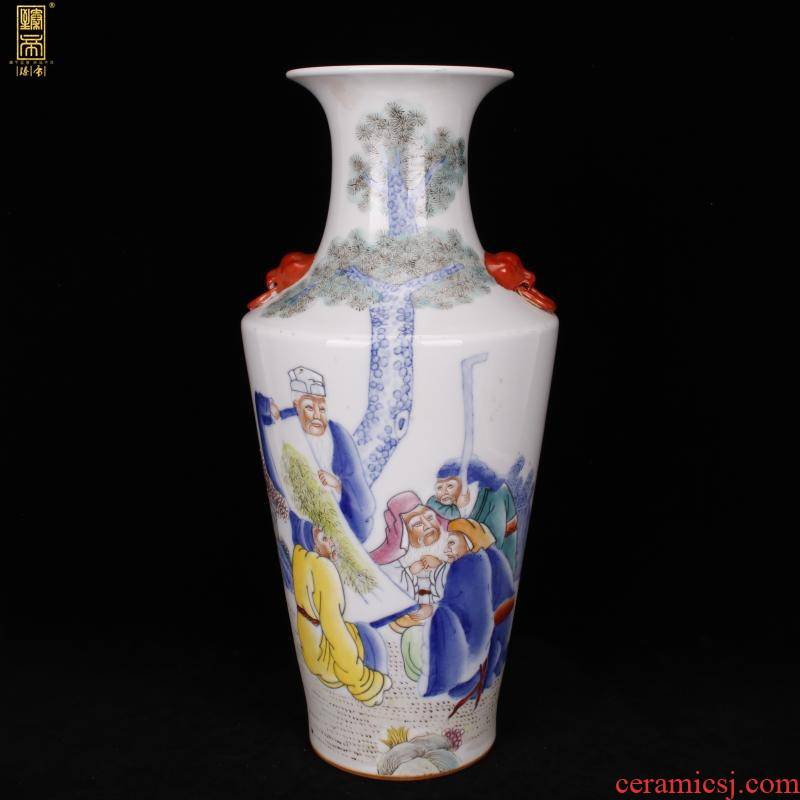 Jingdezhen all hand - made pastel character lines vase imitation the qing xianfeng years antique antique furnishing articles boutique collection level