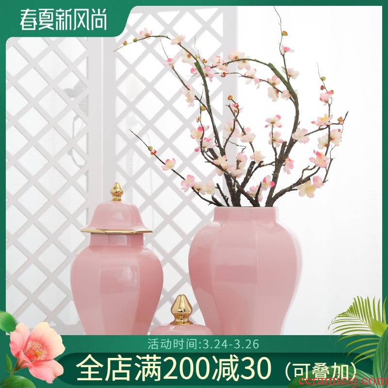 Jingdezhen ceramic light decoration key-2 luxury furnishing articles vase sitting room porch simulation flower arranging flowers, home decoration, flower art