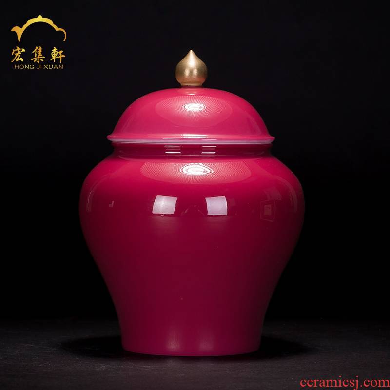 Caddy fixings jingdezhen ceramic deposit receives general household carmine red Chinese porcelain ceramic jar jar jar