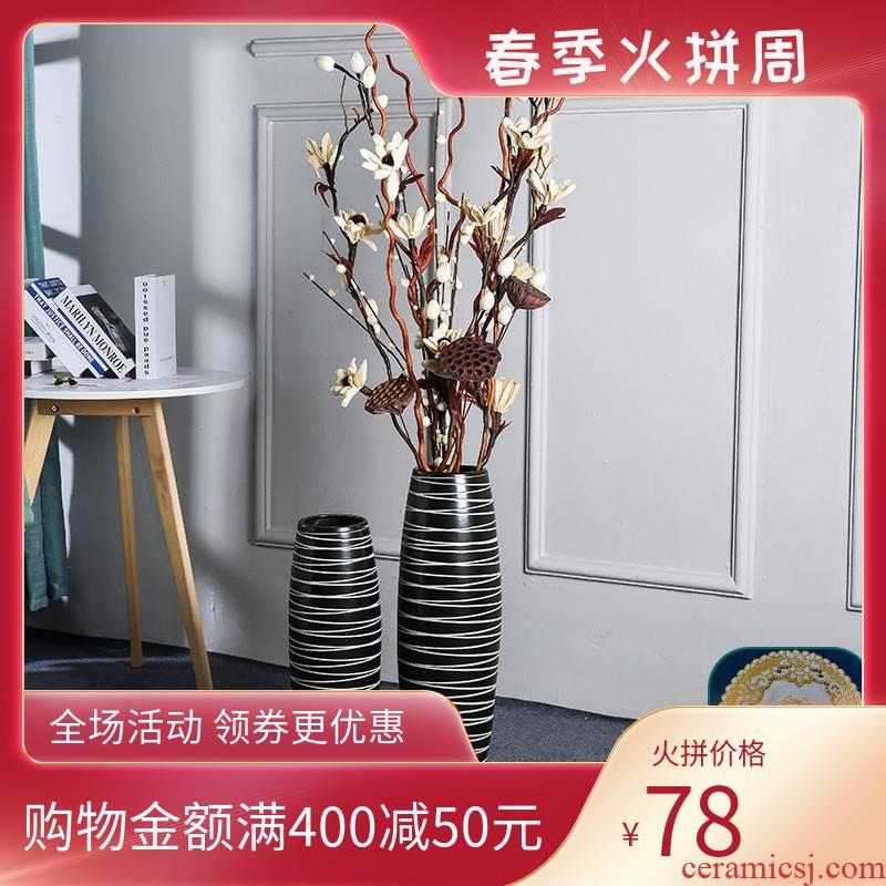 I and contracted sitting room flower arranging landing place, home decoration ceramic dry flower vases, black floral arrangements