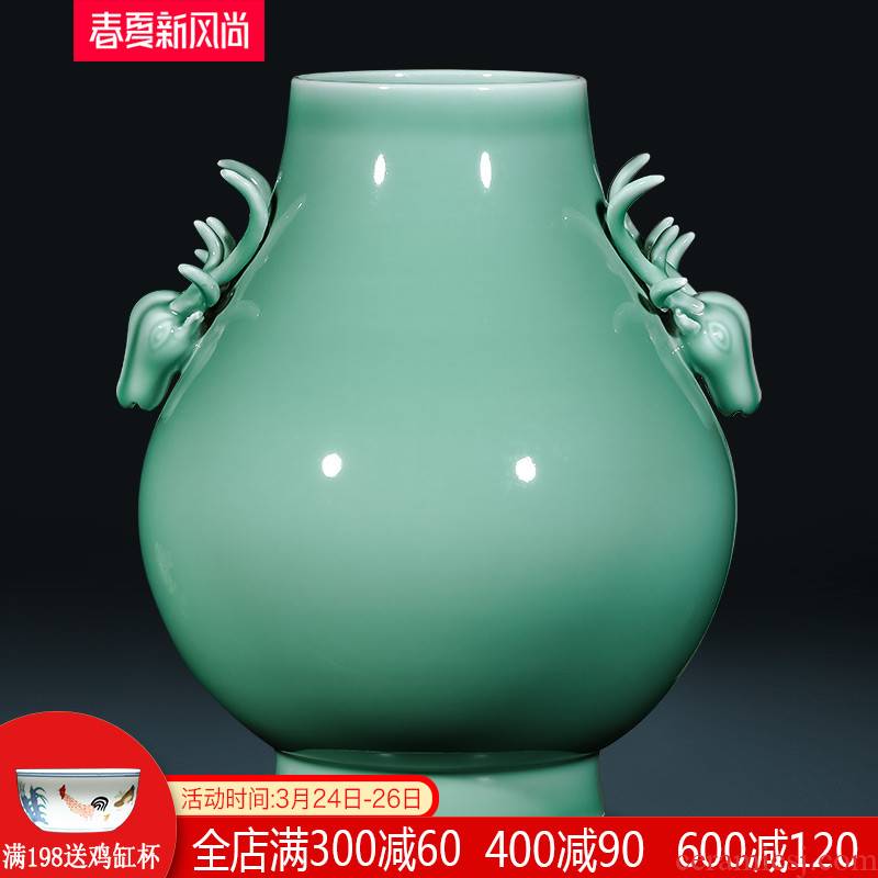 Jingdezhen ceramics creative shadow blue glaze ears vases, new Chinese style living room home wine ark, adornment furnishing articles