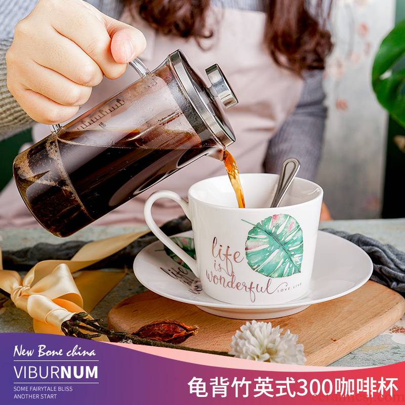Yao hua English contracted 300 ml of ceramic cup tea palace coffee cups and saucers stainless steel spoon set