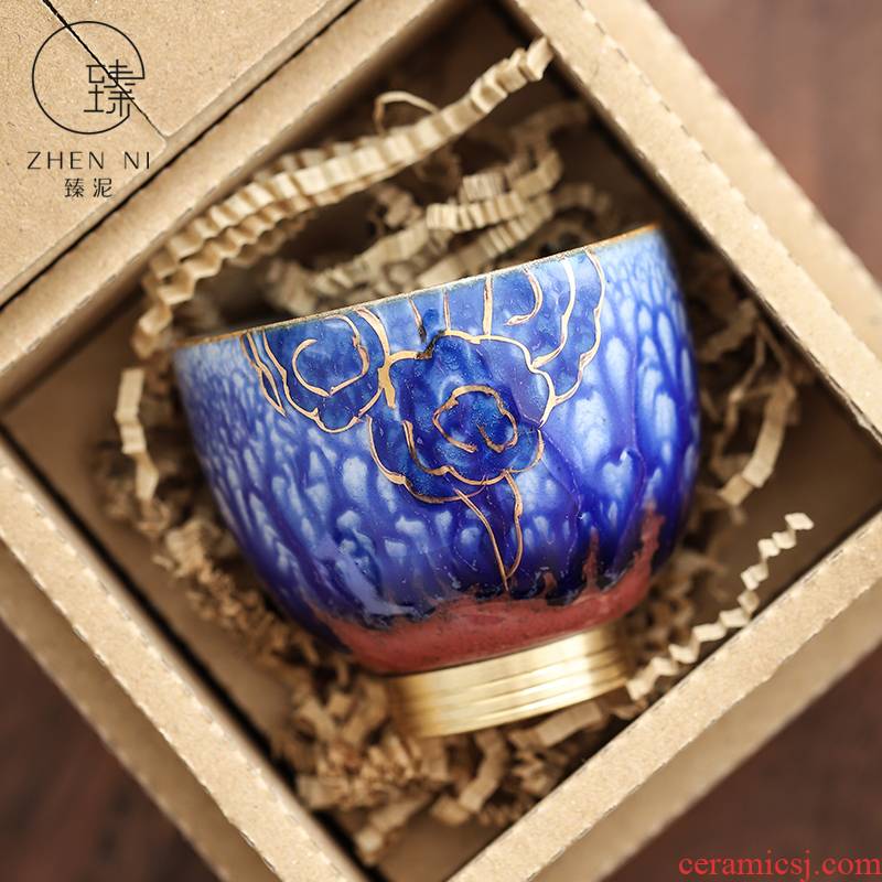 Clay ceramic cups by Japanese ancient up dazzle see colour master cup large hand - made copper foot home use sample tea cup