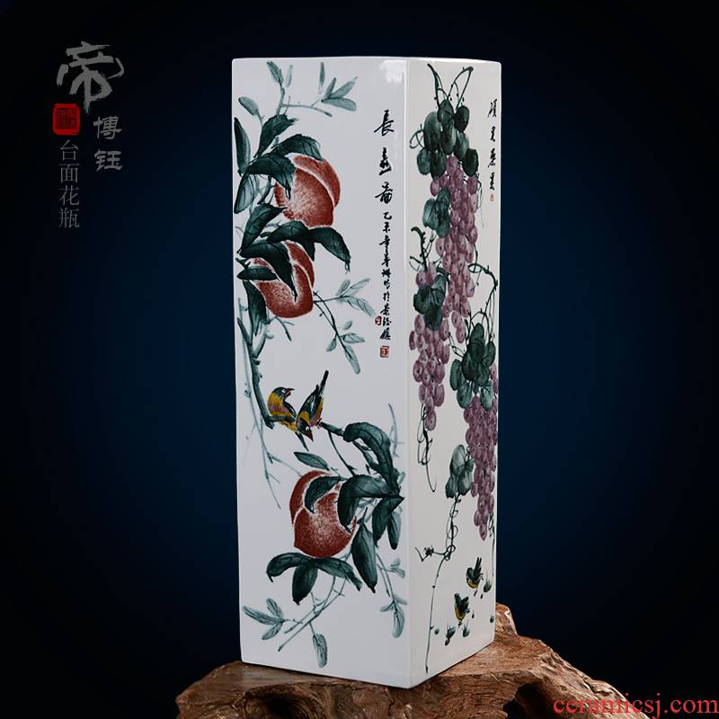Home fashion pastel blue and white porcelain masterpieces by famous writers, hand - made vases, jingdezhen ceramics compartments, traditional Chinese painting of fruits and vegetables