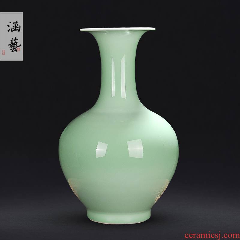 Jingdezhen ceramics large shadow blue glaze vase Chinese flower arranging sitting room porch household adornment handicraft furnishing articles