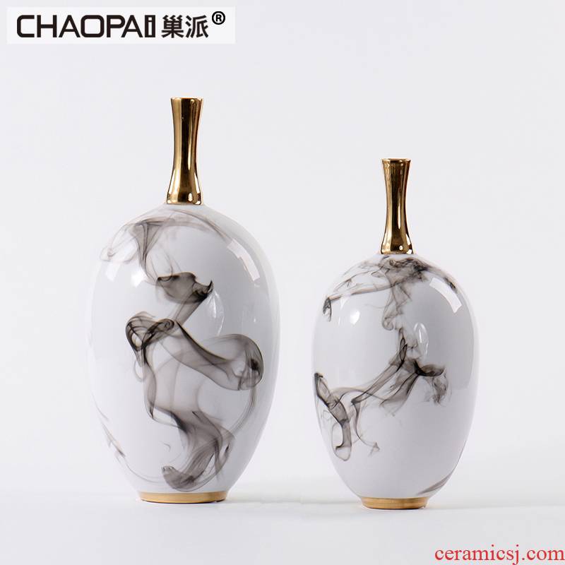 The New classical style ceramic flower vases postmodern decorative pottery handicraft furnishing articles show fine expressions using floral outraged