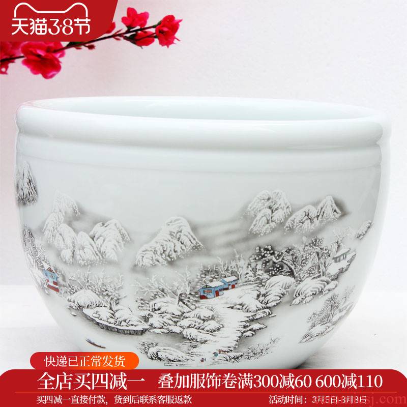 Yg10 merry jingdezhen ceramics flowerpots little gold fish tank water lily bowl lotus tortoise cylinder snow aquatic animals