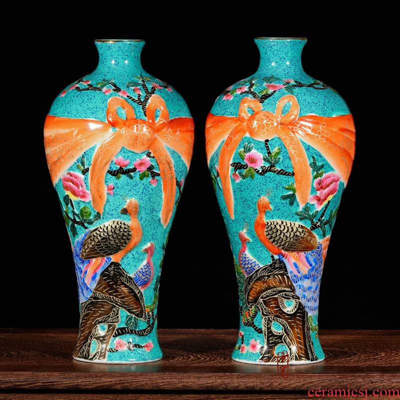 Jingdezhen ceramics floret bottle antique hand - made colored enamel painstakingly bottles of rich ancient frame around the living room home furnishing articles