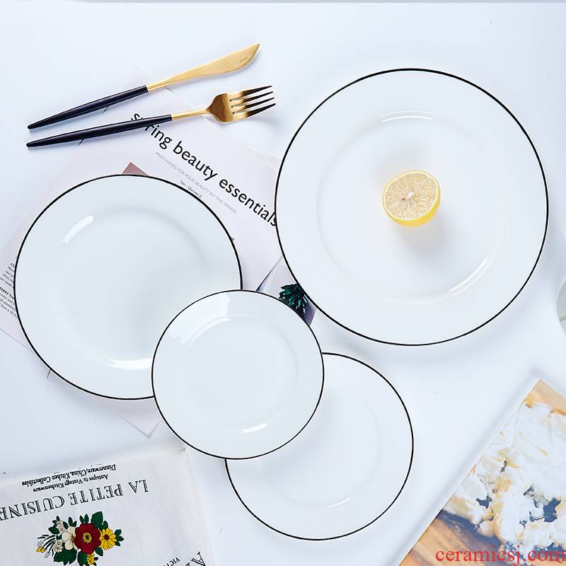 Northern wind jingdezhen ceramics tableware steak dishes dishes household dinner plate ipads plate creative ipads porcelain dish