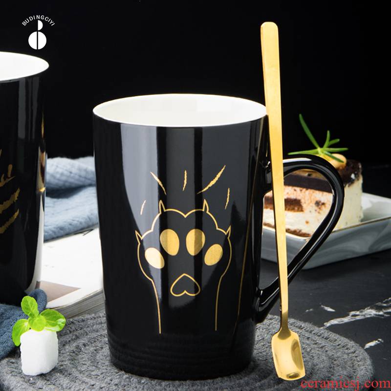 Creative web celebrity cat claw cup ceramic cups with cover run character tide male and female cat scratch, lovely coffee keller