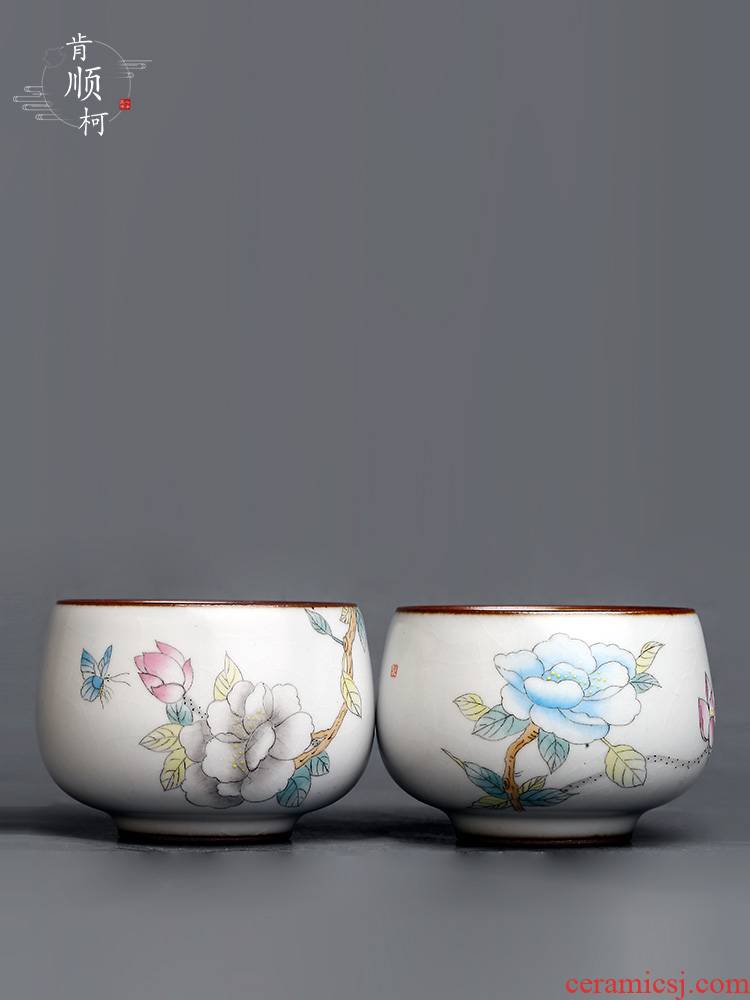 Jingdezhen hand - made teacup checking sample tea cup your up tree peony lotus kongfu master cup participants for a cup of tea