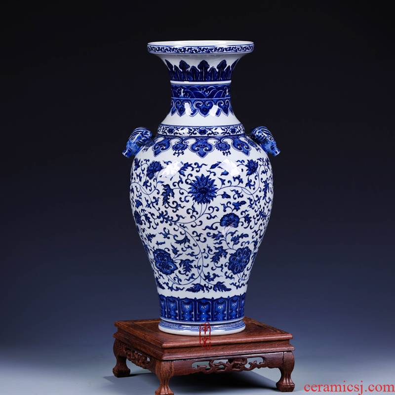 Antique hand - made deer and vase of blue and white porcelain of jingdezhen ceramics furnishing articles sitting room decoration home decoration arts and crafts
