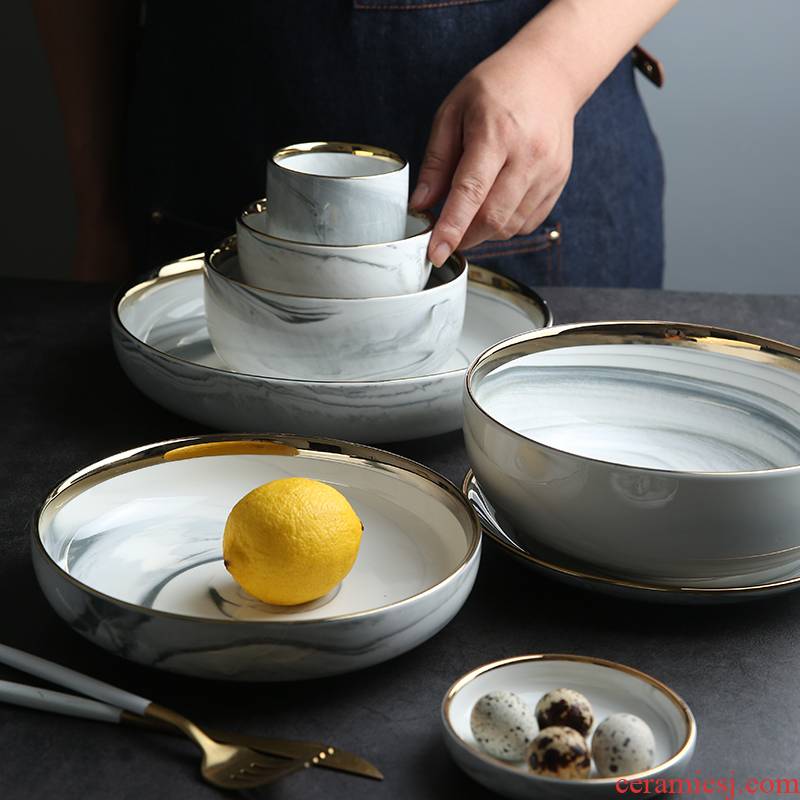 Mystery European - style up phnom penh marble ceramic tableware dishes suit household nesting bowls plates