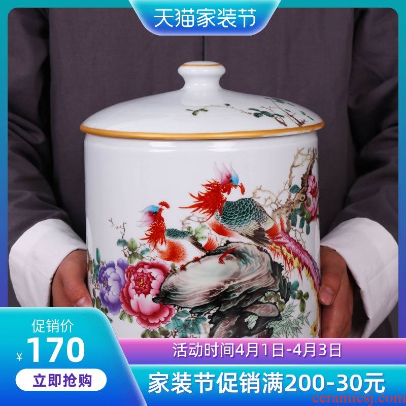 Jingdezhen ceramic household caddy fixings large seven loaves puer tea pot containing porcelain tea pot seal
