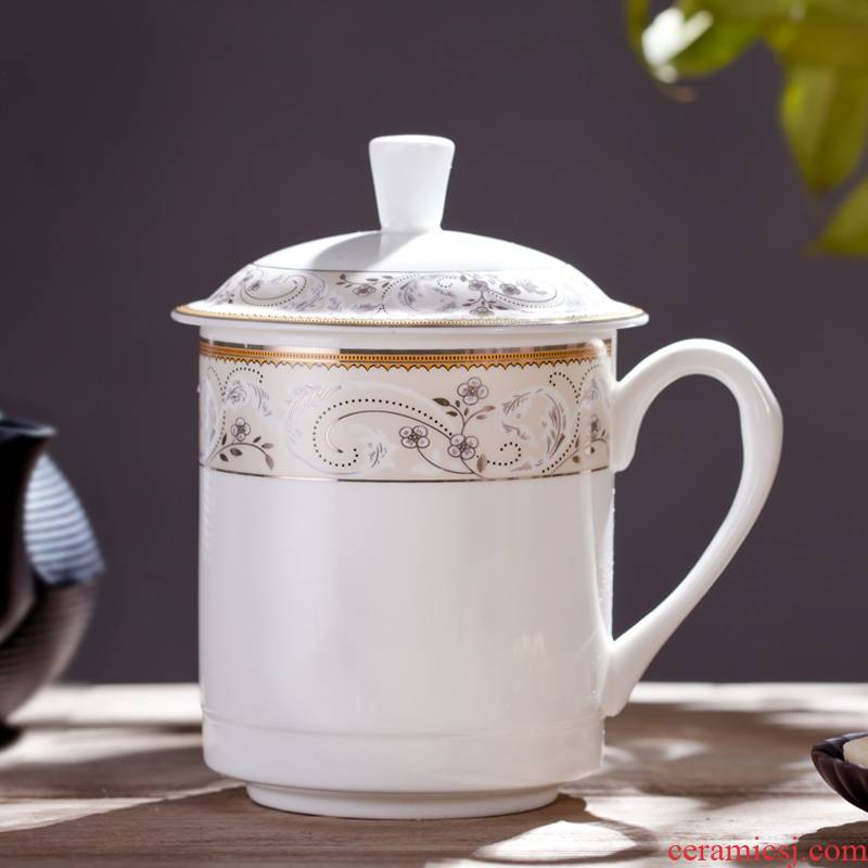 Jingdezhen ceramic cups with cover household ipads porcelain cup office cup custom hotel conference room, tea cups
