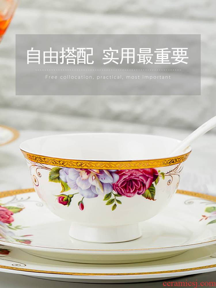 Jingdezhen ceramic bowl such as bowl of soup bowl ipads porcelain bowl set tableware item DIY dishes household food dish plate