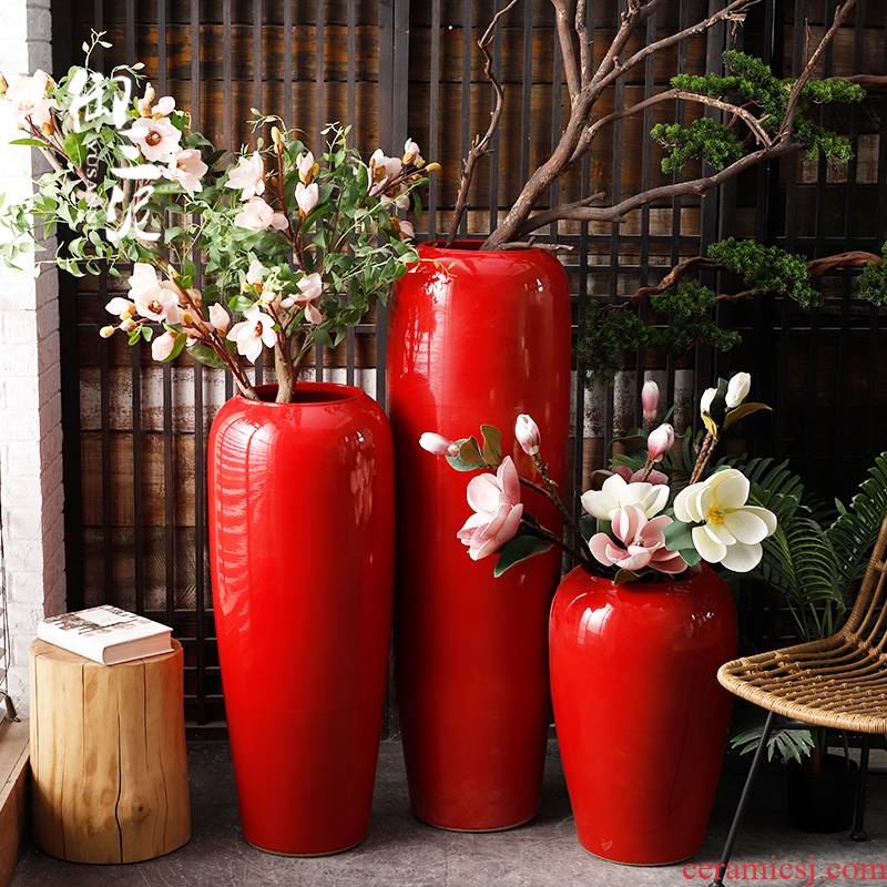 Jingdezhen ceramic floor big vase Chinese festival of Chinese red flower arranging furnishing articles exhibition hall, the opened decoration wedding