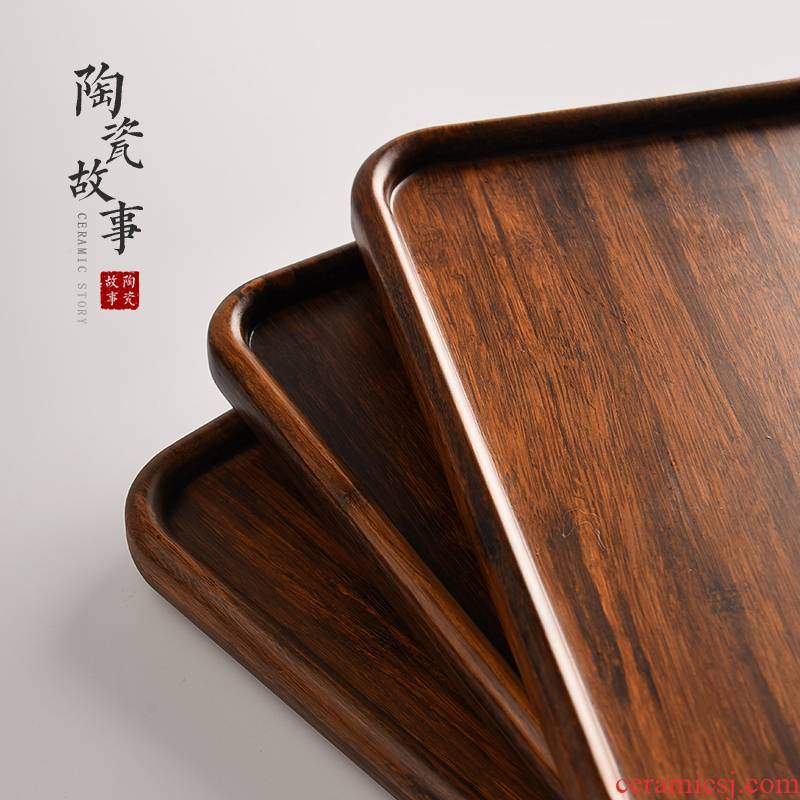 Ceramic story heavy wood tea tray was Japanese pallet small dry mercifully for household saucer solid wood kung fu tea accessories