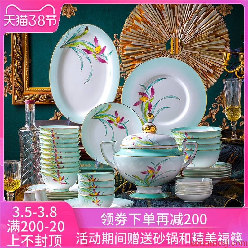 High - grade ipads China American household dish bowl dish of jingdezhen ceramics tableware set to use to send gift set to use