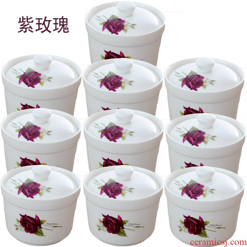 Ceramic water stew 10 the loaded with cover small cup steamed egg cup stew pot stewed bird 's nest soup cup for cup bowl of soup as cans braise cup