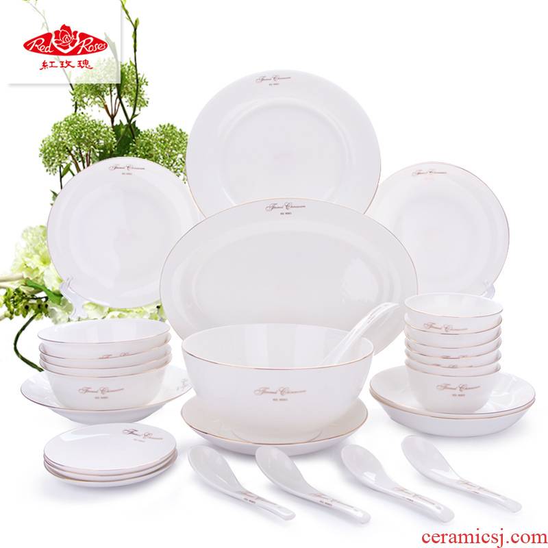 Ceramic bowl Tang Shanhong rose lead - free ipads China household rice bowl dish dish dish item free collocation