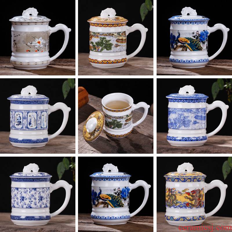 Jingdezhen export creative dragon glass ceramic cup with cover glass office keller cup gift mugs move
