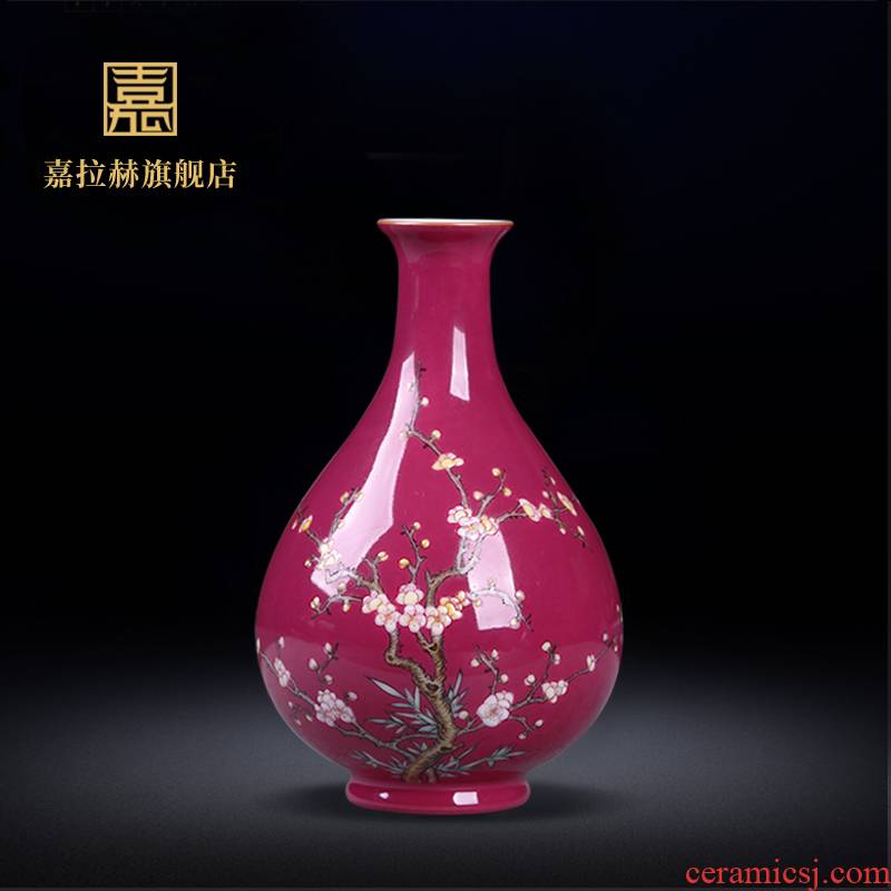 Jia lage jingdezhen ceramics archaize carmine pastel name plum flower vase okho spring home furnishing articles adornment