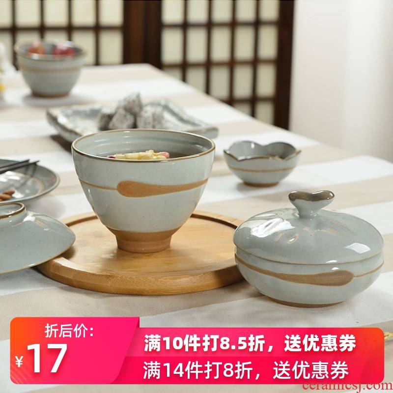 Three ceramic with Korean tableware household jobs tureen day mercifully rainbow such as bowl bowl coarse pottery single steamed egg bowl
