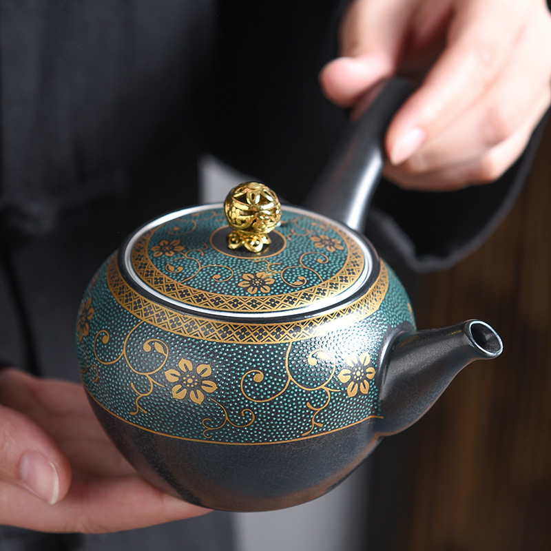 Jingdezhen side pot of ceramic coppering. As silver teapot single pot home of kung fu tea set teapot silver pot of tea