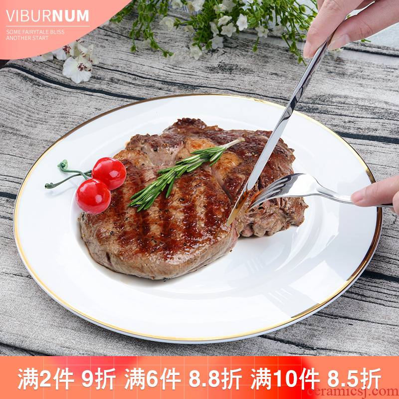 Yao hua ceramic western - style food tableware pure white household ou shi pan the steak knife and fork dish plate plate plate of flat