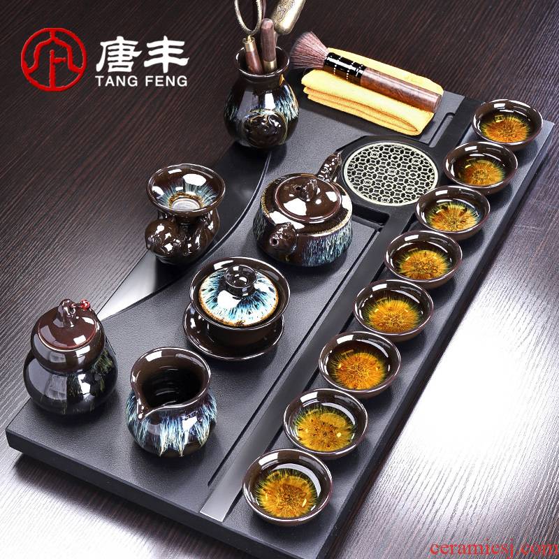 Tang Feng kung fu tea set the whole piece of stone tea tray ceramics home western region character and style make tea, sharply stone tea table