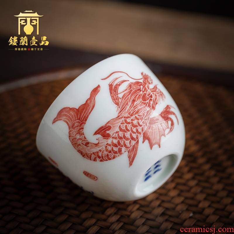 Jingdezhen ceramics hand rubbing Jin Lin dragon kung fu master sample tea cup tea cups single cup small bowl