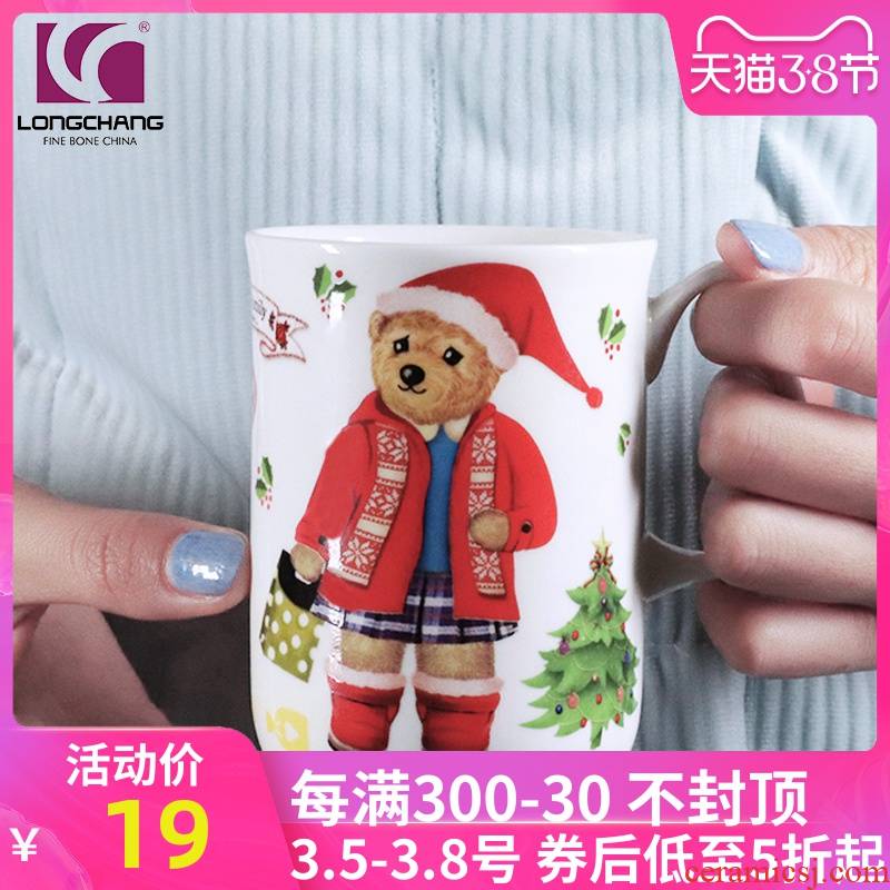 Etc. Counties ipads porcelain keller with handle ceramic drinking cup couples 300 ml cup cartoon Santa bear design