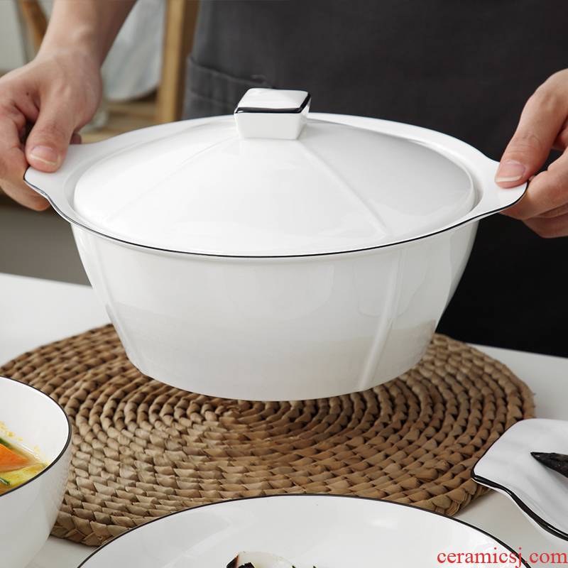 6 people Contracted northern dishes suit household of 4 creative wedding gifts ceramic tableware bowls of ipads plate chopsticks combination