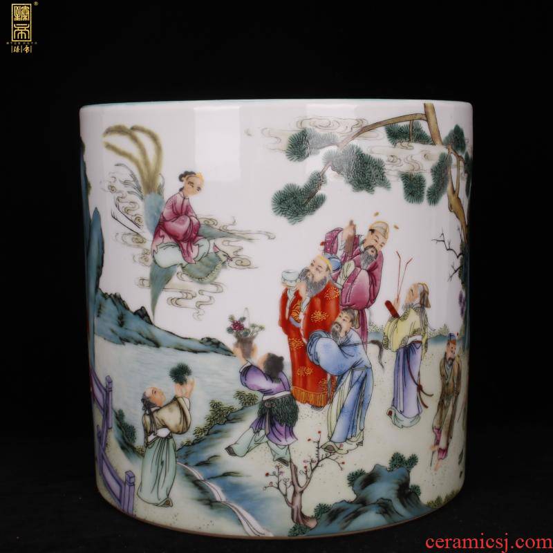 Stories of yongzheng of jingdezhen copy antique porcelain color points four big brush pot pen sea desk office furnishing articles