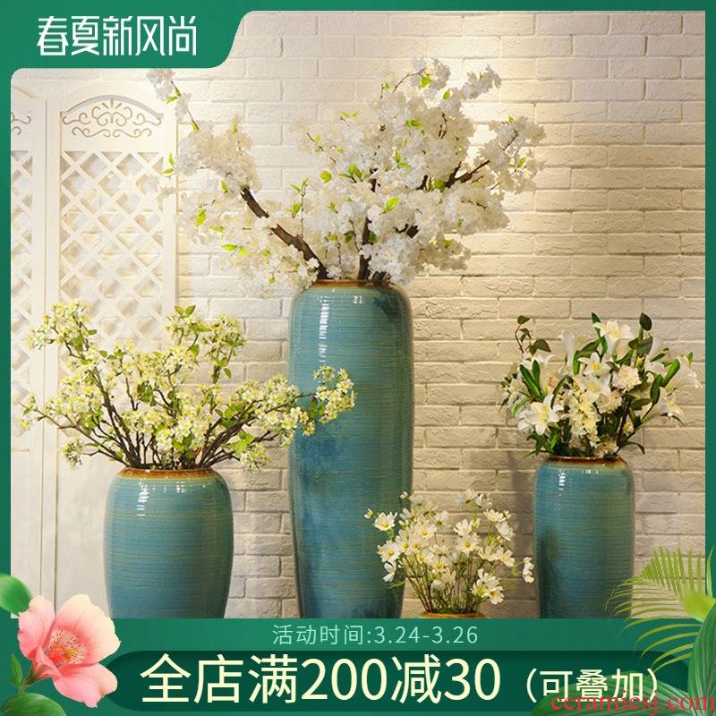 Ceramic floor big vase is contracted and I sitting room adornment furnishing articles hotel theme flower arranging flower implement suits for